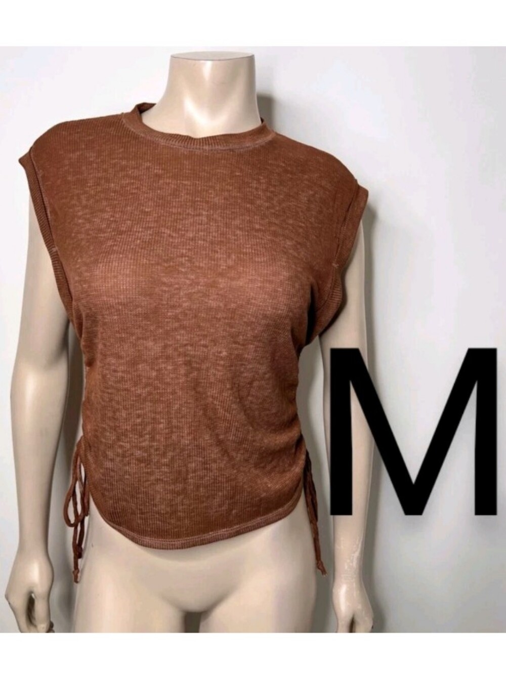 🆕Rust Brown Washed Thermal Knit Blouse~Size M